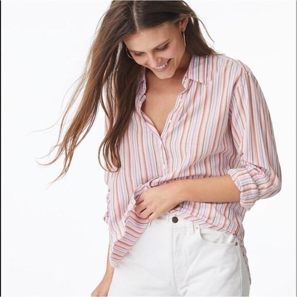 XIRENA Beau Striped Multicolor 100% Cotton Button Down Shirt Women’s Size Small - Picture 1 of 10